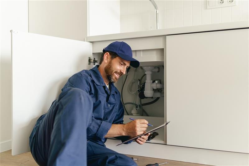 Residential plumber providing service in a Belmont home